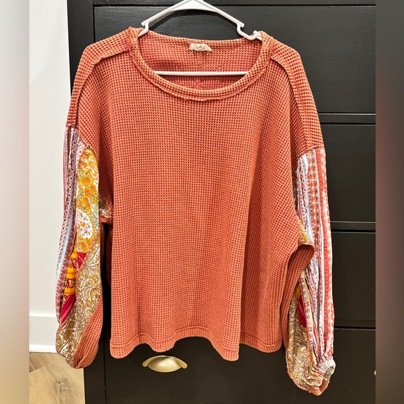 Easel Rust and Multicolor Boho Top - Picture 3 of 6